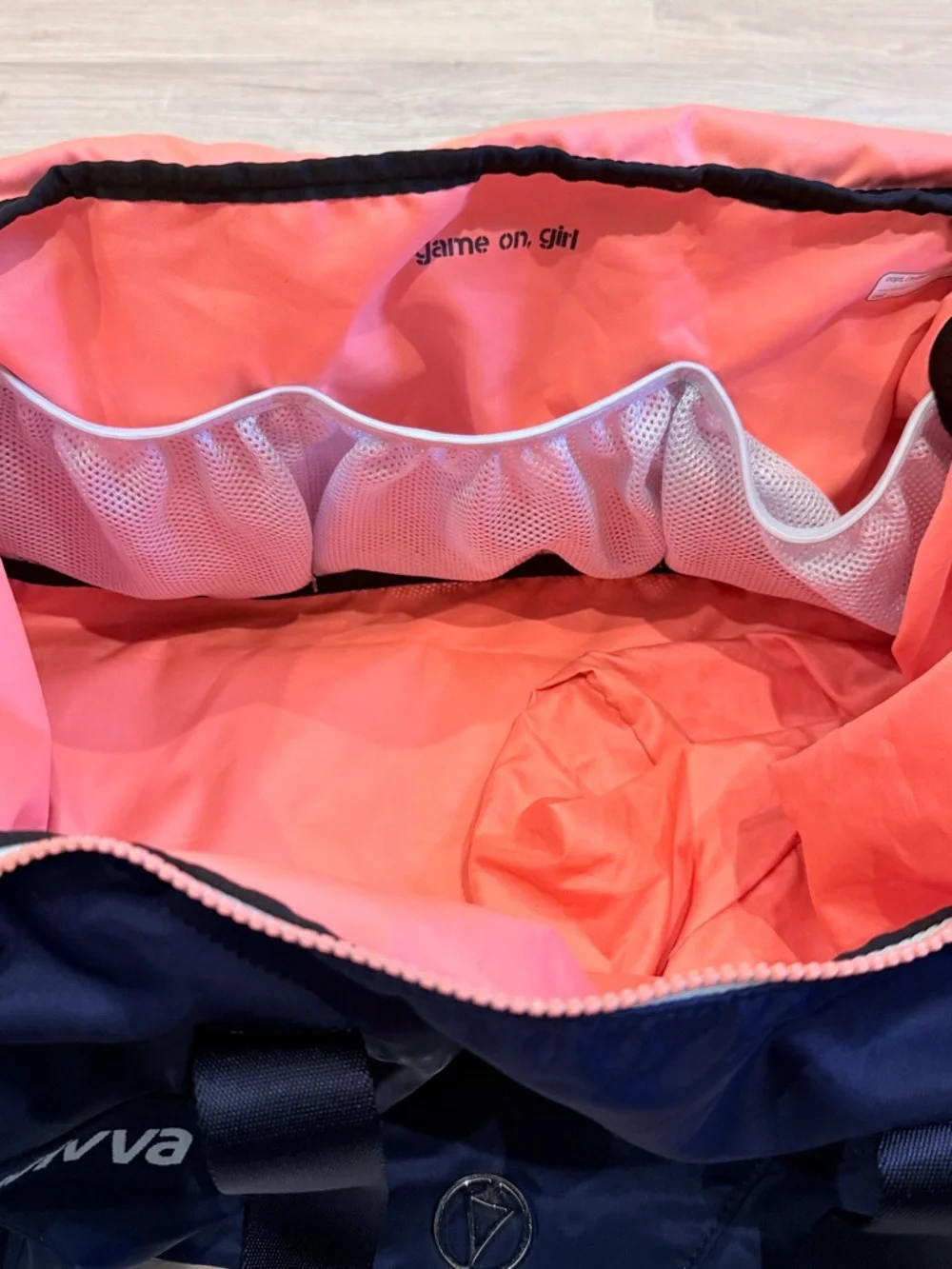 LuluLemon Ivviva Game On Bag Navy and Pink Duffel Crossbody